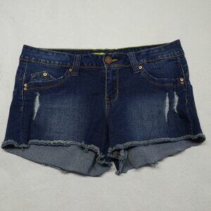 YMI Wannabettabutt Jean Shorts Size 9 Distressed Cotton Stretch Raw Hem Grunge